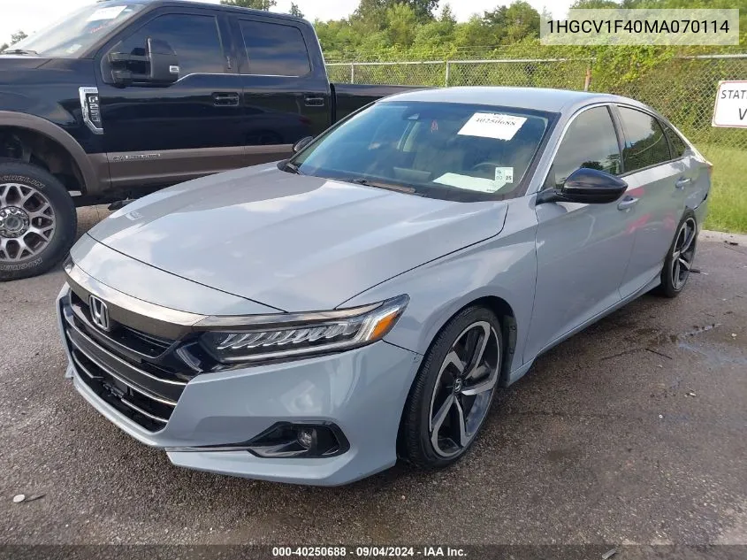 2021 Honda Accord Sport Special Edition VIN: 1HGCV1F40MA070114 Lot: 40250688