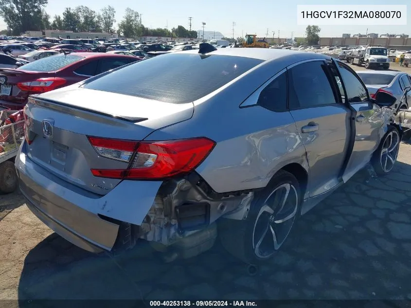 1HGCV1F32MA080070 2021 Honda Accord Sport