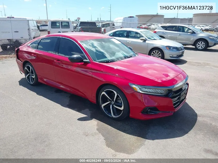 2021 Honda Accord Sport VIN: 1HGCV1F36MA123728 Lot: 40256249