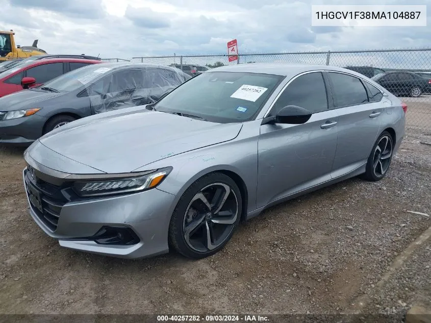 1HGCV1F38MA104887 2021 Honda Accord Sport