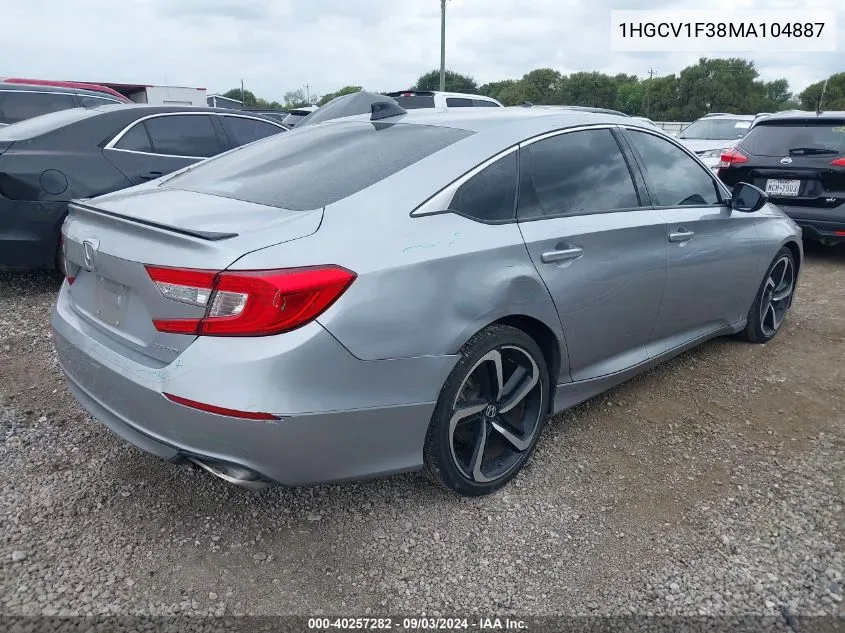 2021 Honda Accord Sport VIN: 1HGCV1F38MA104887 Lot: 40257282