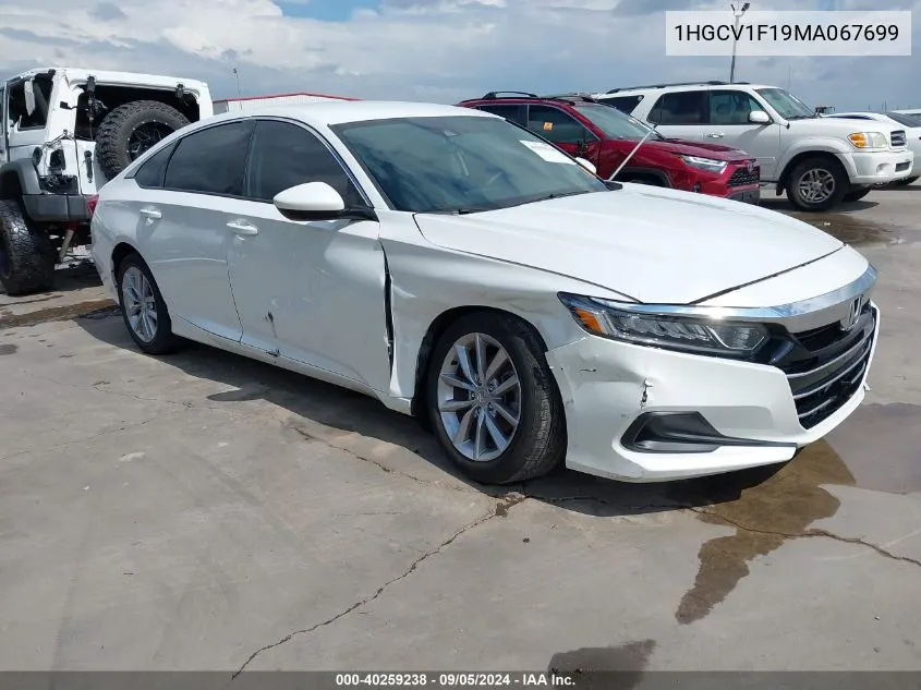 2021 Honda Accord Lx VIN: 1HGCV1F19MA067699 Lot: 40259238