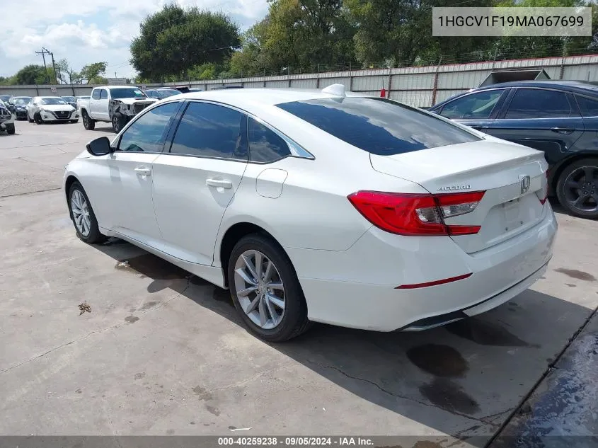 2021 Honda Accord Lx VIN: 1HGCV1F19MA067699 Lot: 40259238