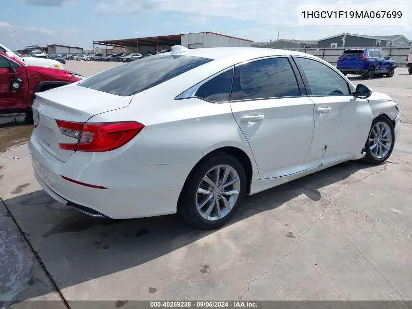 2021 Honda Accord Lx VIN: 1HGCV1F19MA067699 Lot: 40259238