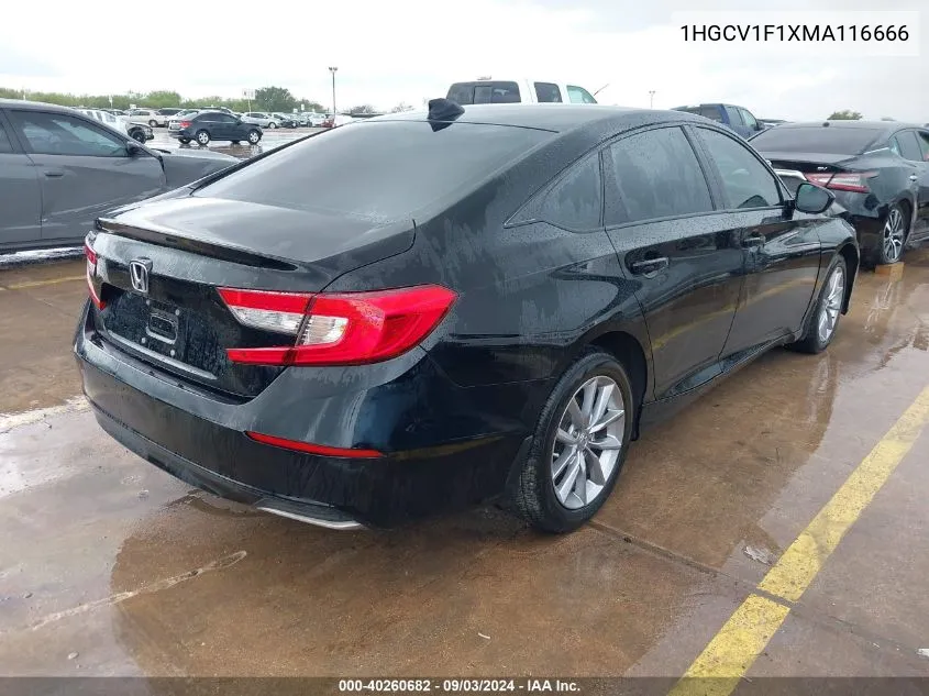 2021 Honda Accord Lx VIN: 1HGCV1F1XMA116666 Lot: 40260682