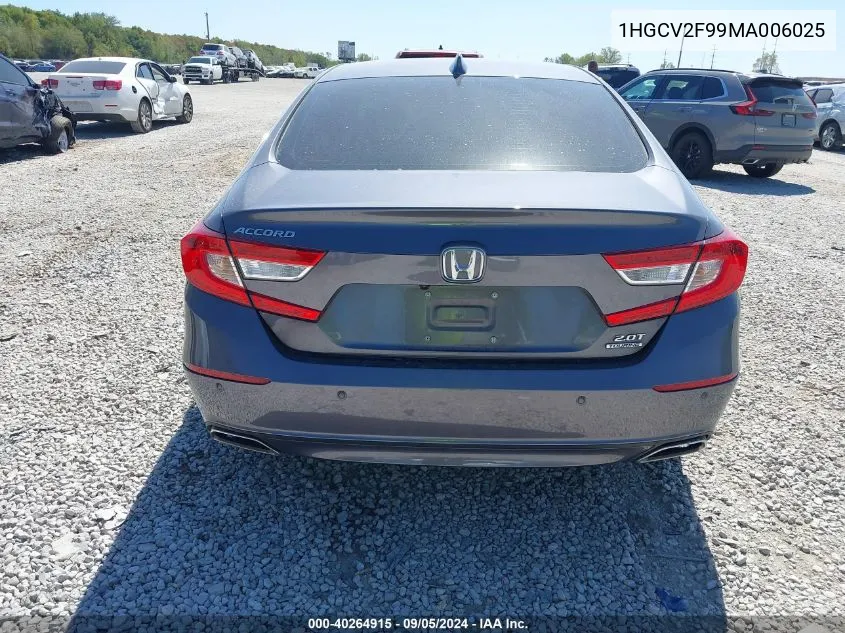 2021 Honda Accord Touring VIN: 1HGCV2F99MA006025 Lot: 40264915