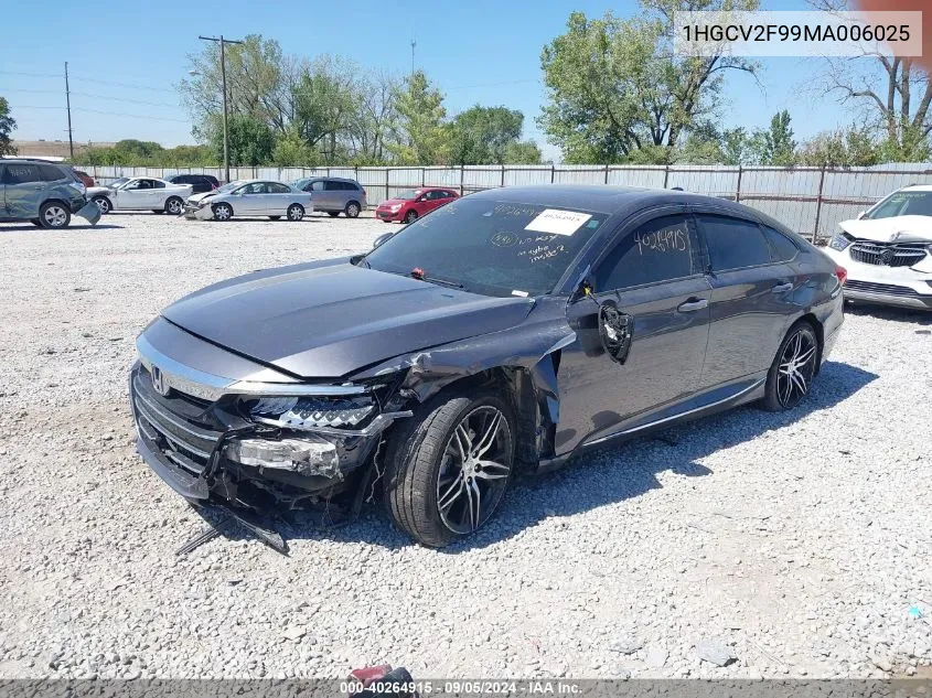 2021 Honda Accord Touring VIN: 1HGCV2F99MA006025 Lot: 40264915