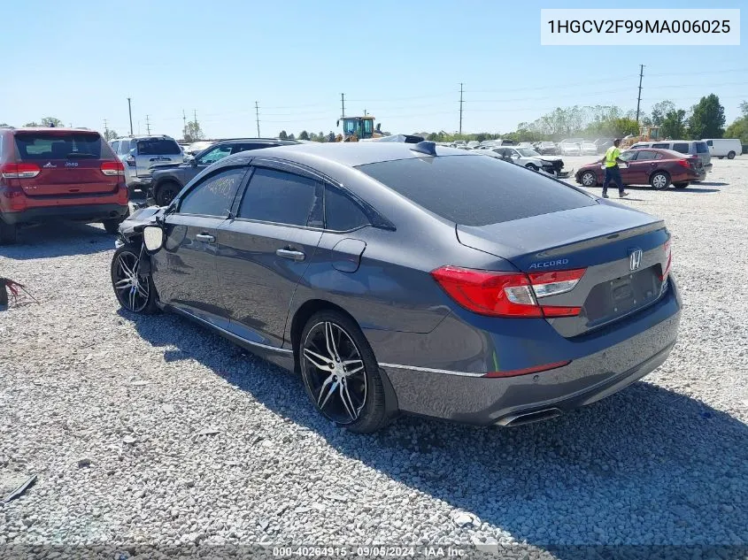 2021 Honda Accord Touring VIN: 1HGCV2F99MA006025 Lot: 40264915