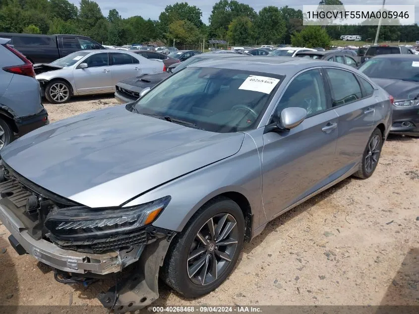 2021 Honda Accord Ex-L VIN: 1HGCV1F55MA005946 Lot: 40268468