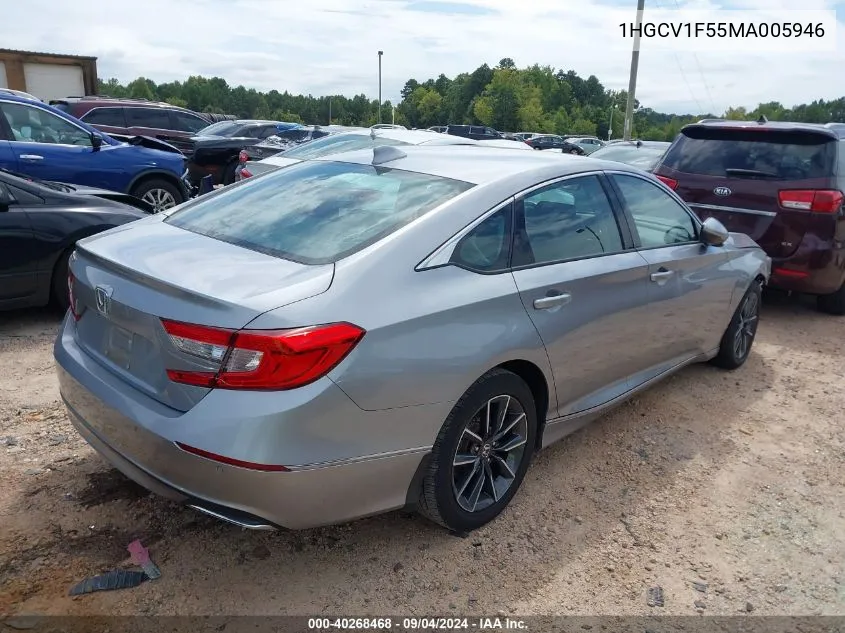 2021 Honda Accord Ex-L VIN: 1HGCV1F55MA005946 Lot: 40268468