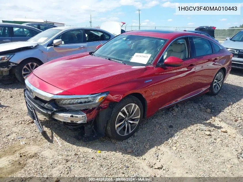 2021 Honda Accord Hybrid Ex VIN: 1HGCV3F40MA010443 Lot: 40282065