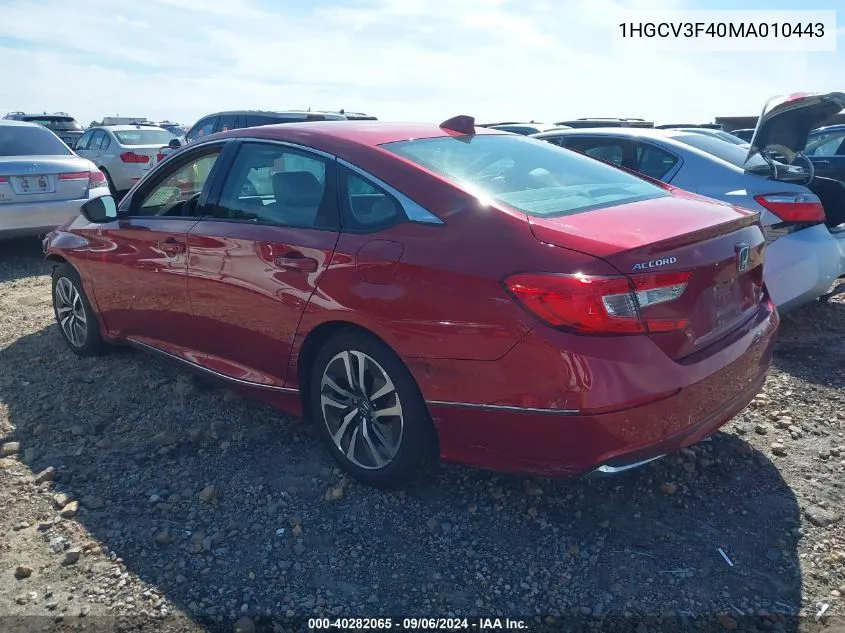 1HGCV3F40MA010443 2021 Honda Accord Hybrid Ex