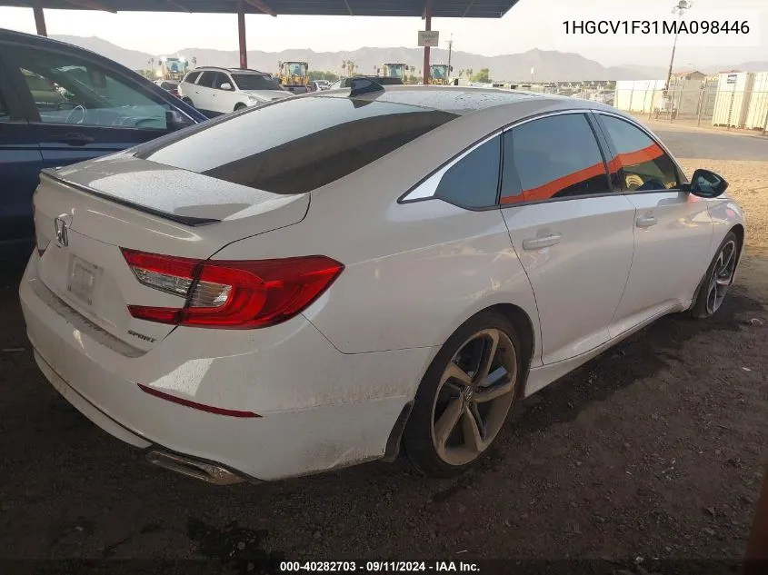 1HGCV1F31MA098446 2021 Honda Accord Sport