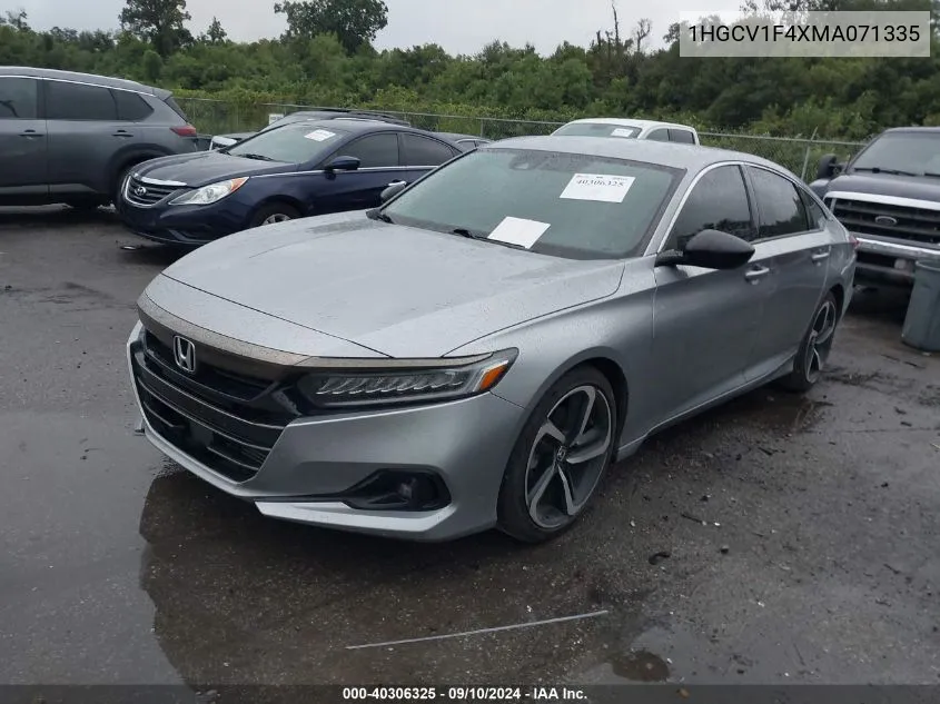 2021 Honda Accord Sport Se VIN: 1HGCV1F4XMA071335 Lot: 40306325