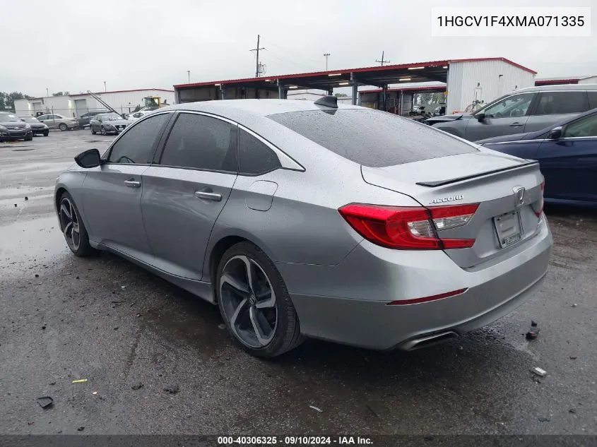 2021 Honda Accord Sport Se VIN: 1HGCV1F4XMA071335 Lot: 40306325