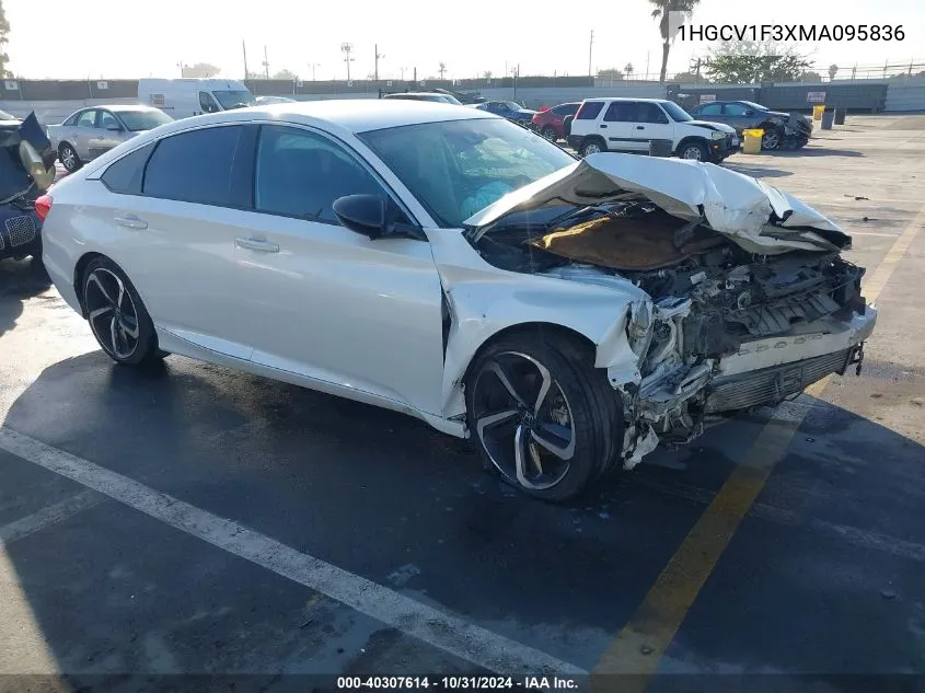 2021 Honda Accord Sport VIN: 1HGCV1F3XMA095836 Lot: 40307614