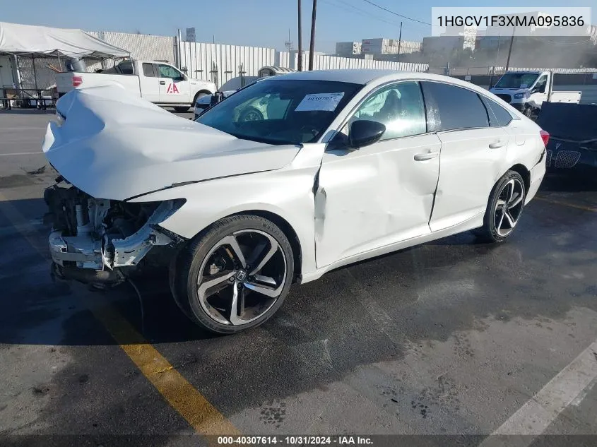 2021 Honda Accord Sport VIN: 1HGCV1F3XMA095836 Lot: 40307614