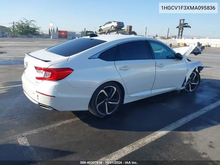 2021 Honda Accord Sport VIN: 1HGCV1F3XMA095836 Lot: 40307614