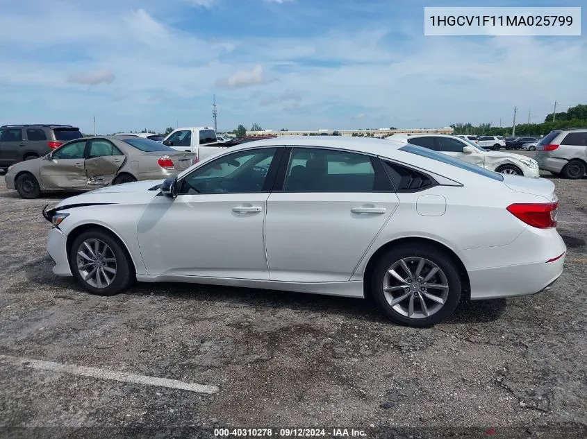 2021 Honda Accord Lx VIN: 1HGCV1F11MA025799 Lot: 40310278