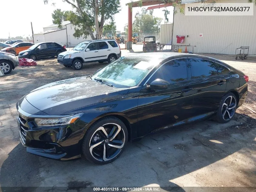 2021 Honda Accord Sport VIN: 1HGCV1F32MA066377 Lot: 40311215