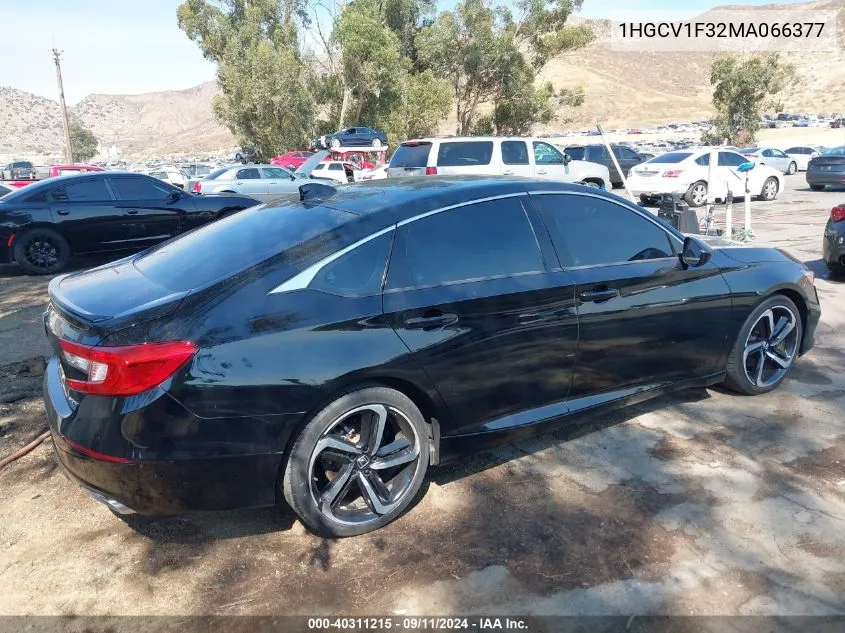 2021 Honda Accord Sport VIN: 1HGCV1F32MA066377 Lot: 40311215