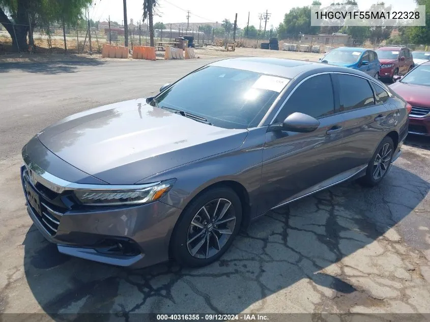 2021 Honda Accord Exl VIN: 1HGCV1F55MA122328 Lot: 40316355