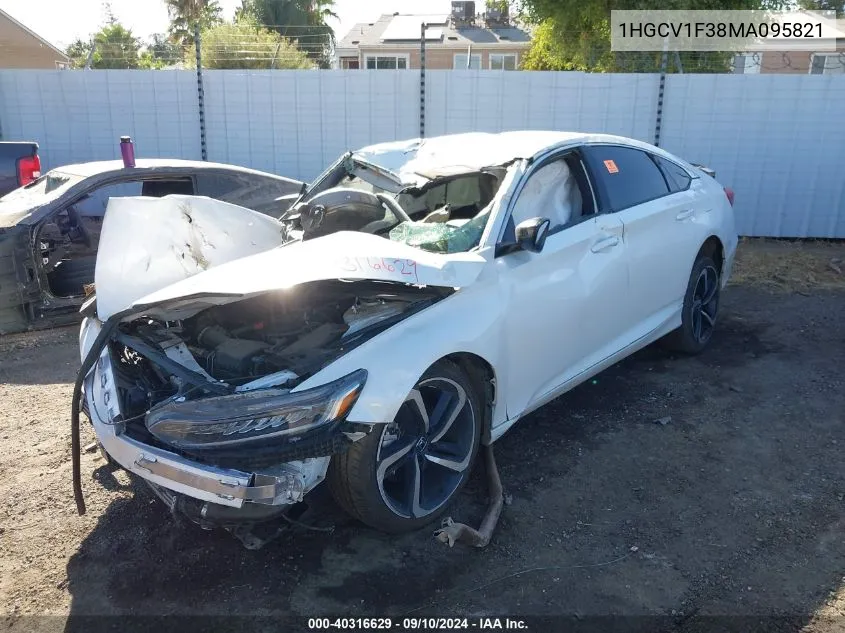 2021 Honda Accord Sport VIN: 1HGCV1F38MA095821 Lot: 40316629