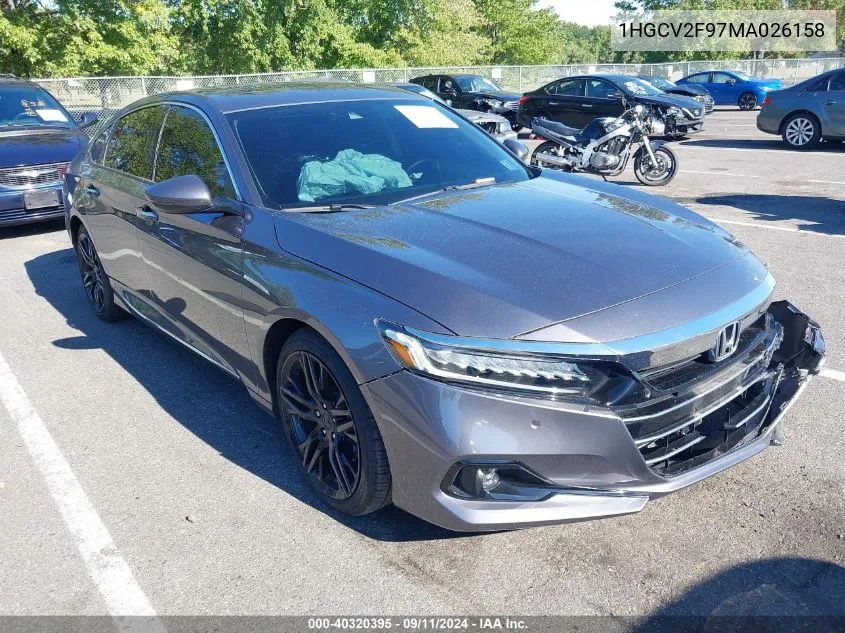 2021 Honda Accord Touring VIN: 1HGCV2F97MA026158 Lot: 40320395