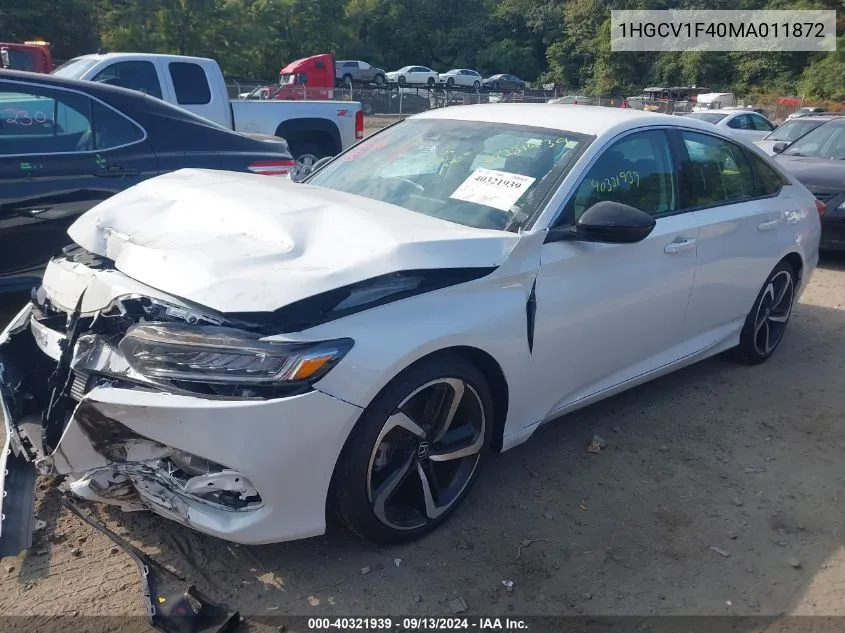 2021 Honda Accord Sport Special Edition VIN: 1HGCV1F40MA011872 Lot: 40321939