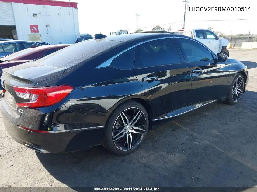 2021 Honda Accord Touring VIN: 1HGCV2F90MA010514 Lot: 40324209