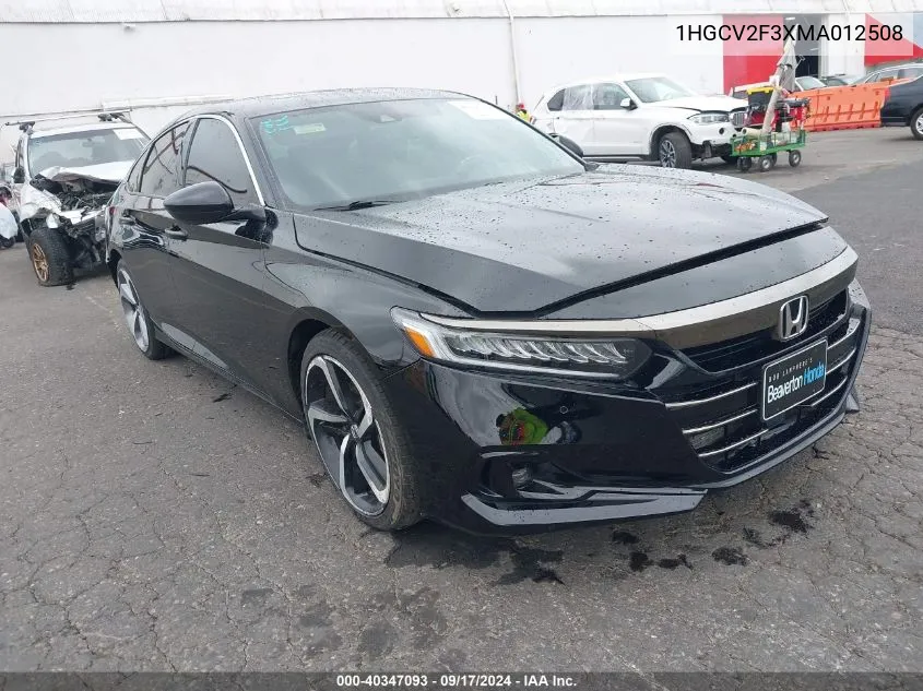 2021 Honda Accord Sport 2.0T VIN: 1HGCV2F3XMA012508 Lot: 40347093