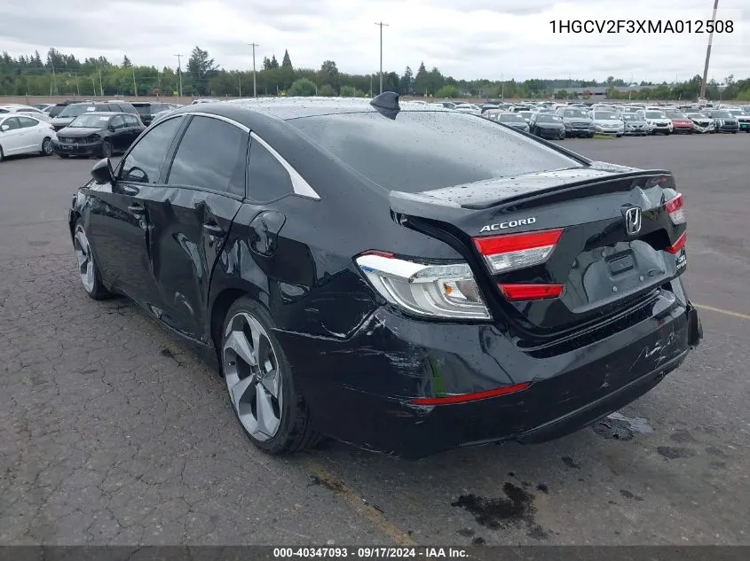 2021 Honda Accord Sport 2.0T VIN: 1HGCV2F3XMA012508 Lot: 40347093