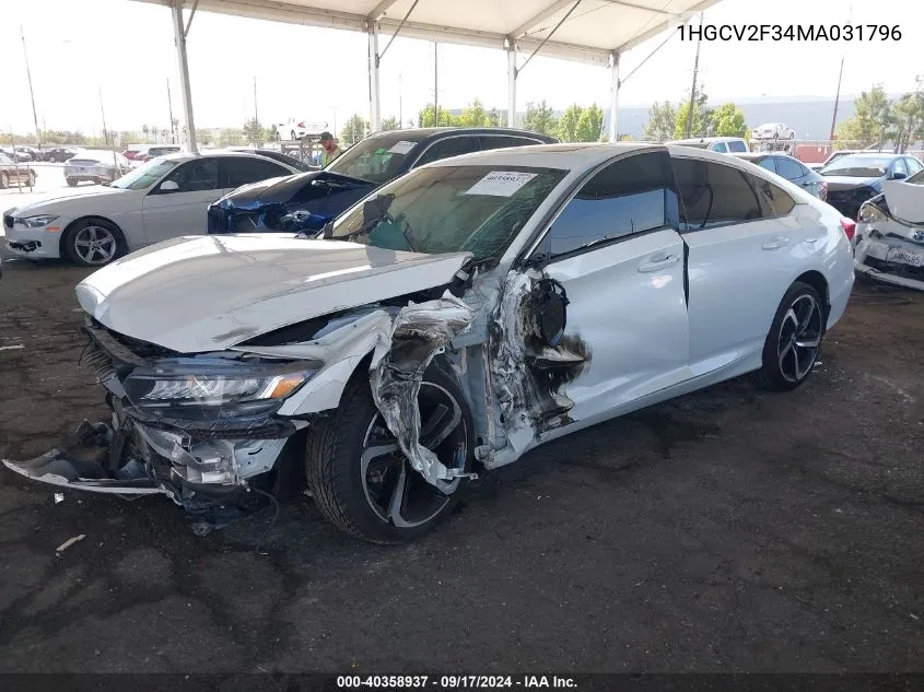 2021 Honda Accord Sport 2.0T VIN: 1HGCV2F34MA031796 Lot: 40358937