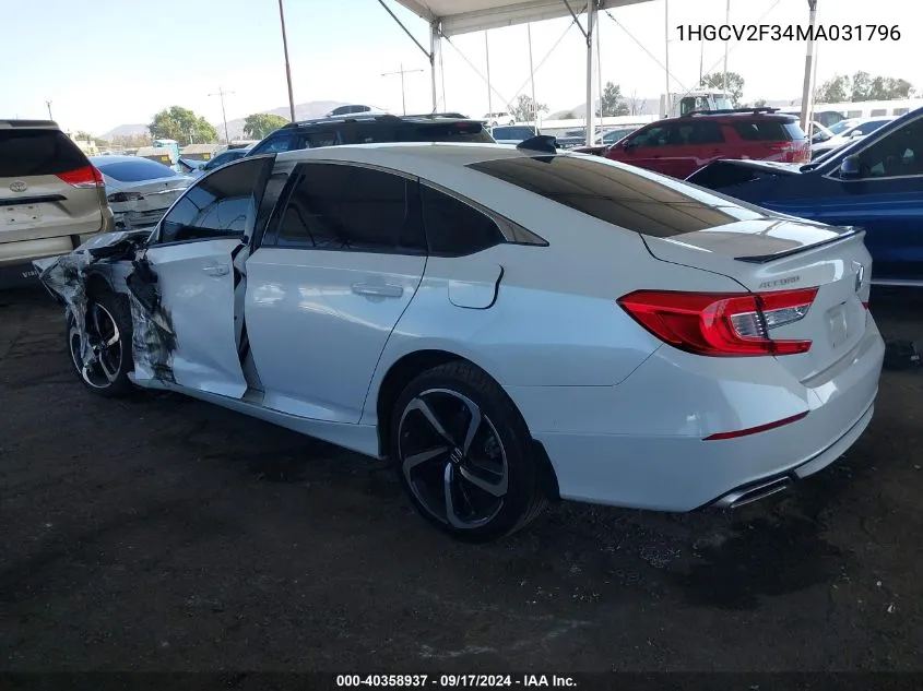 2021 Honda Accord Sport 2.0T VIN: 1HGCV2F34MA031796 Lot: 40358937