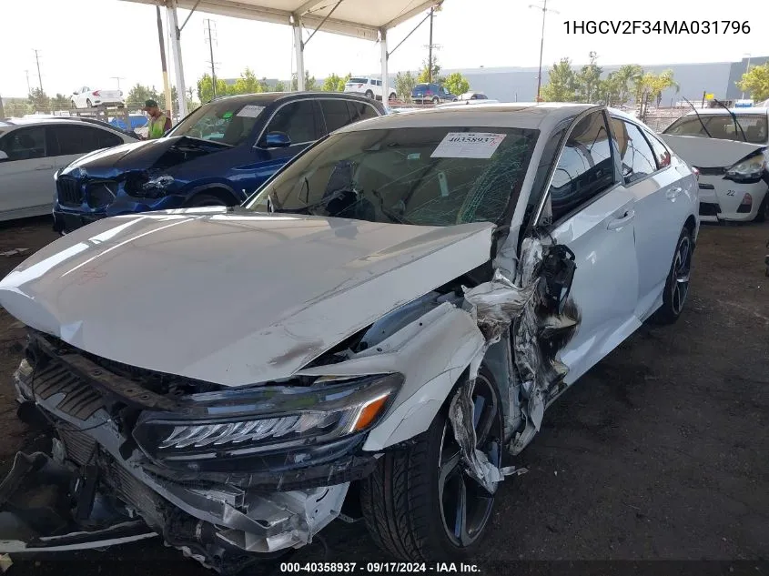 2021 Honda Accord Sport 2.0T VIN: 1HGCV2F34MA031796 Lot: 40358937