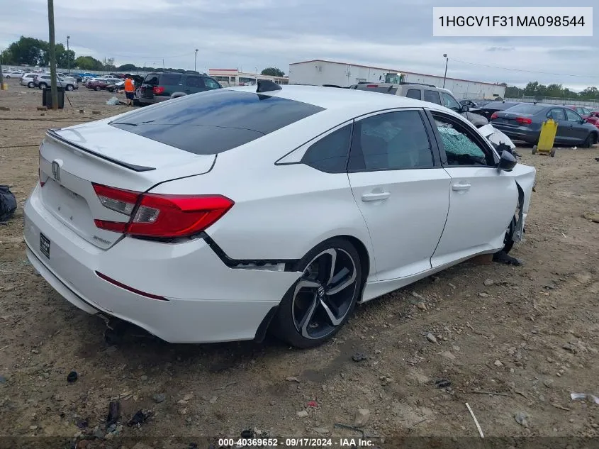 1HGCV1F31MA098544 2021 Honda Accord Sport