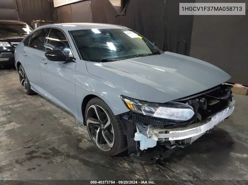 2021 Honda Accord Sport VIN: 1HGCV1F37MA058713 Lot: 40373754