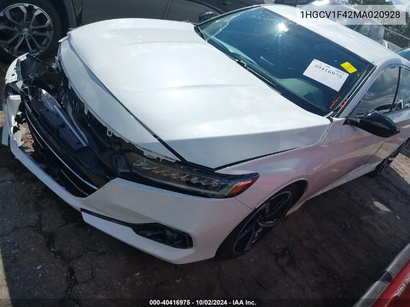 2021 Honda Accord Sport Special Edition VIN: 1HGCV1F42MA020928 Lot: 40416975