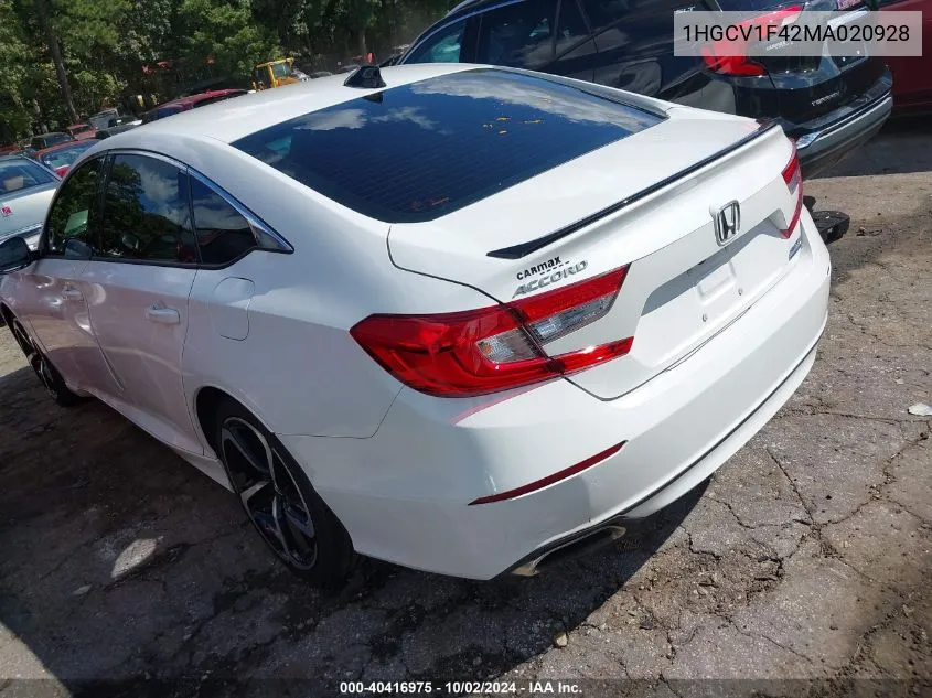 2021 Honda Accord Sport Special Edition VIN: 1HGCV1F42MA020928 Lot: 40416975