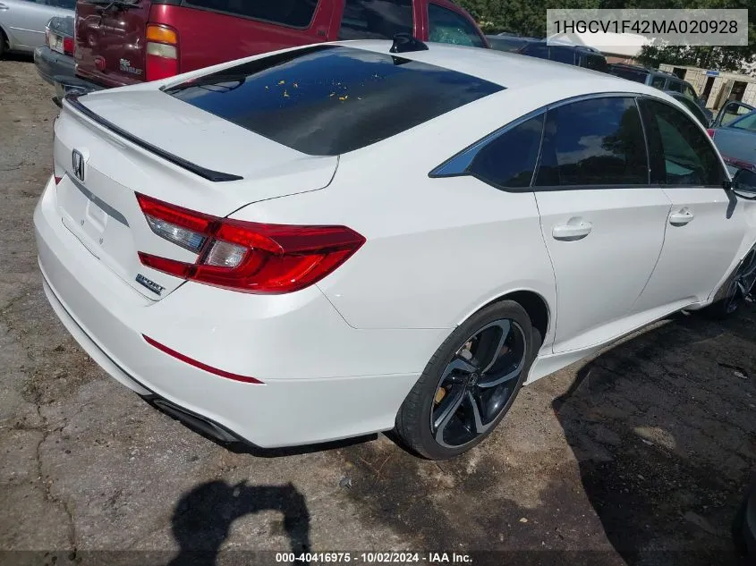 2021 Honda Accord Sport Special Edition VIN: 1HGCV1F42MA020928 Lot: 40416975