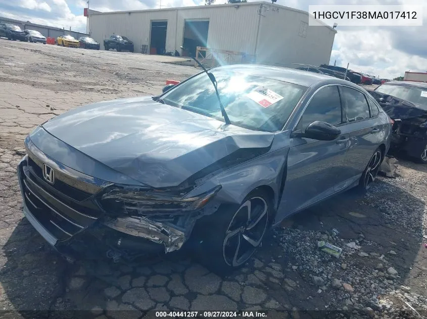 2021 Honda Accord Sport VIN: 1HGCV1F38MA017412 Lot: 40441257