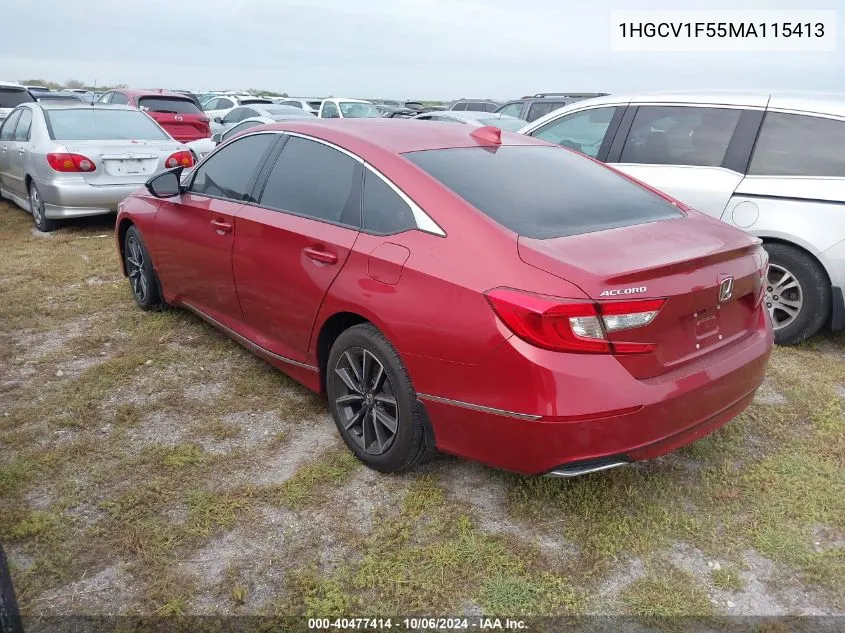 2021 Honda Accord Exl VIN: 1HGCV1F55MA115413 Lot: 40477414