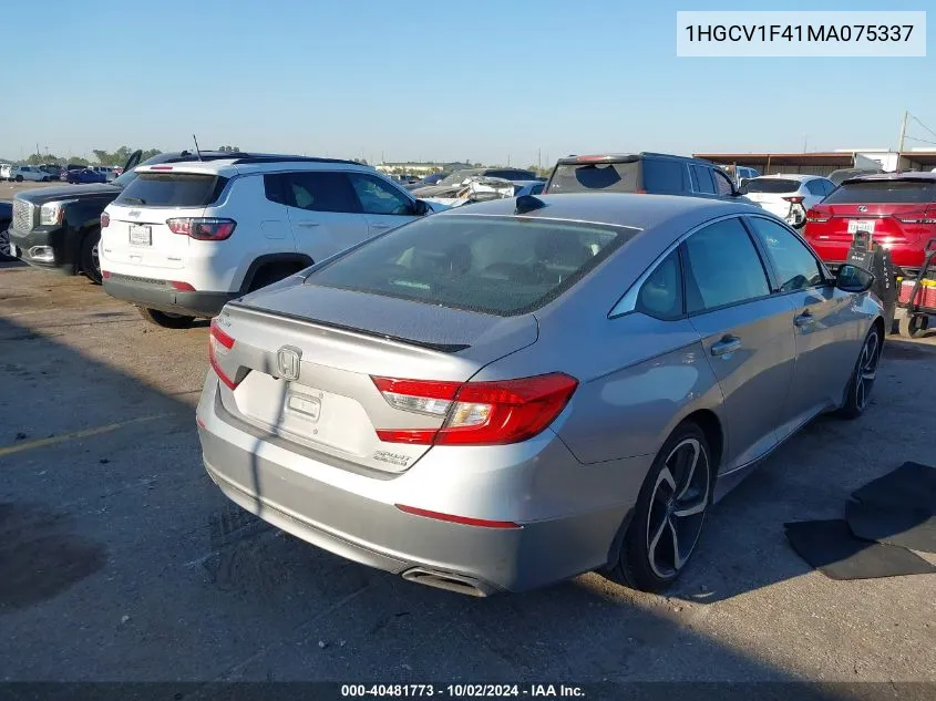 2021 Honda Accord Sport Special Edition VIN: 1HGCV1F41MA075337 Lot: 40481773