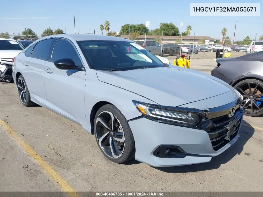 2021 Honda Accord Sport VIN: 1HGCV1F32MA055671 Lot: 40486785