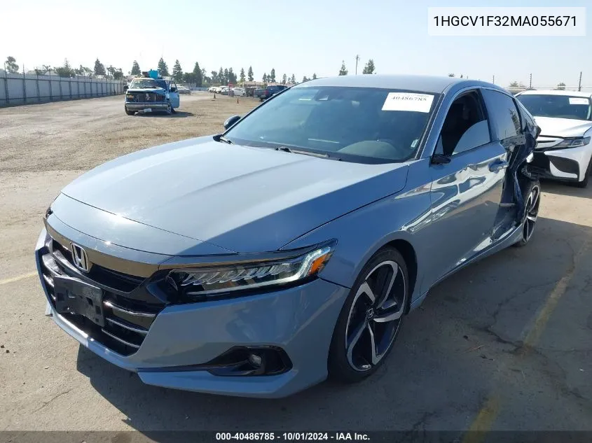 2021 Honda Accord Sport VIN: 1HGCV1F32MA055671 Lot: 40486785