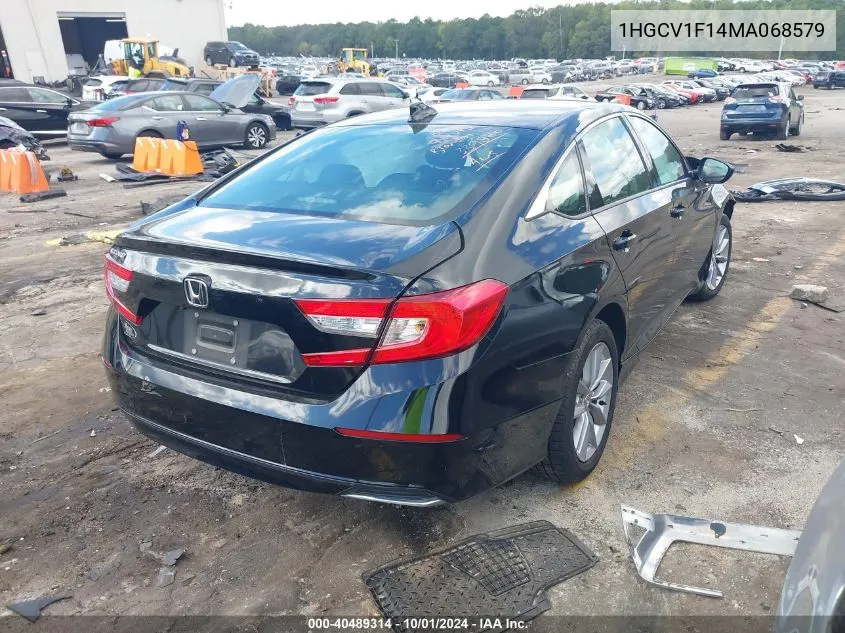 2021 Honda Accord Lx VIN: 1HGCV1F14MA068579 Lot: 40489314