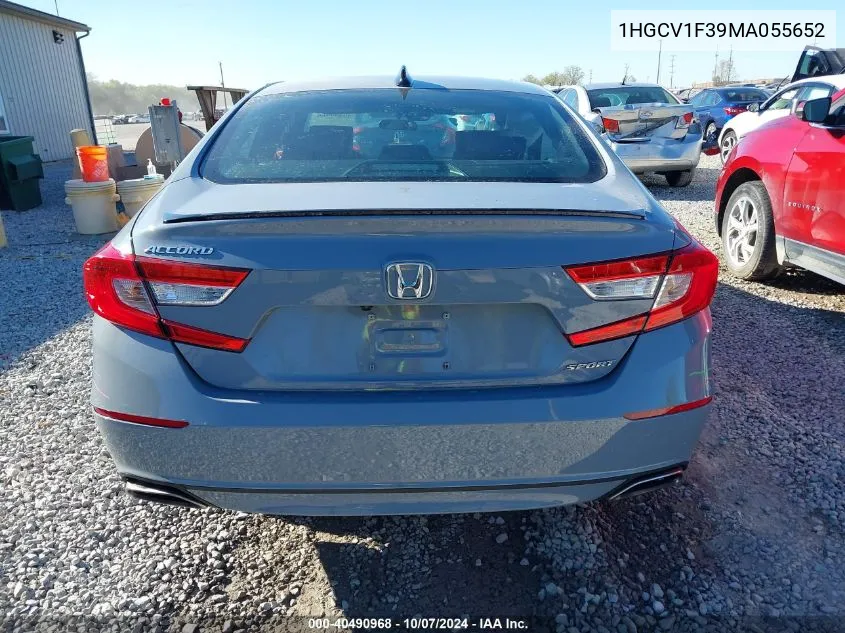 2021 Honda Accord Sport VIN: 1HGCV1F39MA055652 Lot: 40490968