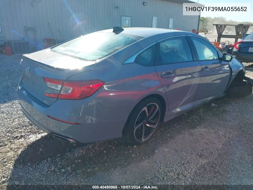 2021 Honda Accord Sport VIN: 1HGCV1F39MA055652 Lot: 40490968