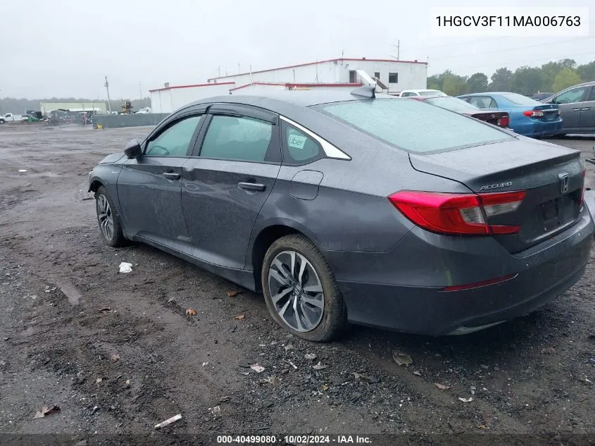 2021 Honda Accord Hybrid VIN: 1HGCV3F11MA006763 Lot: 40499080