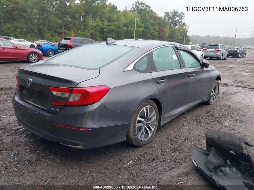 2021 Honda Accord Hybrid VIN: 1HGCV3F11MA006763 Lot: 40499080